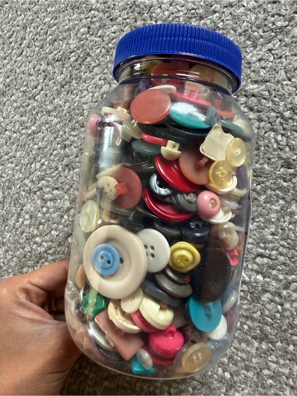 Huge Lot of Vintage & Modern Craft Buttons - 1.5 lbs with Jar